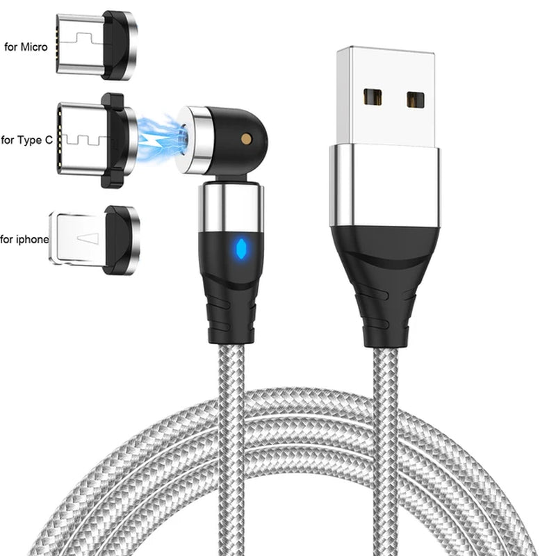 540 Rotation Magnetic Cable Type C Micro Fast Charge Magnet USB-C Phone Charger for Iphone 14 11 Huawei Xiaomi Samsung Wire Cord